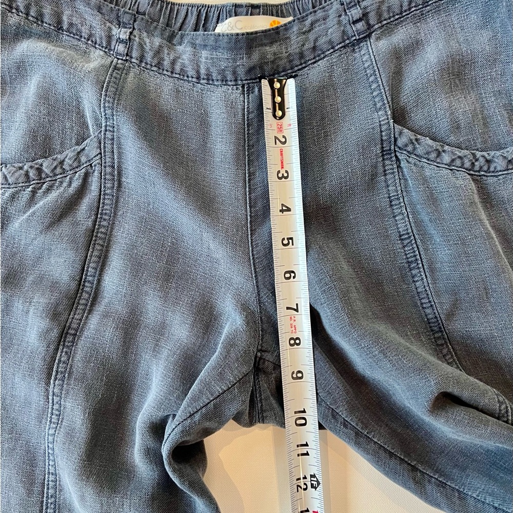 C&C California Linen Washed Denim Braided Pocket Straight Leg Large - Picture 6 of 12
